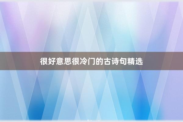 很好意思很冷门的古诗句精选