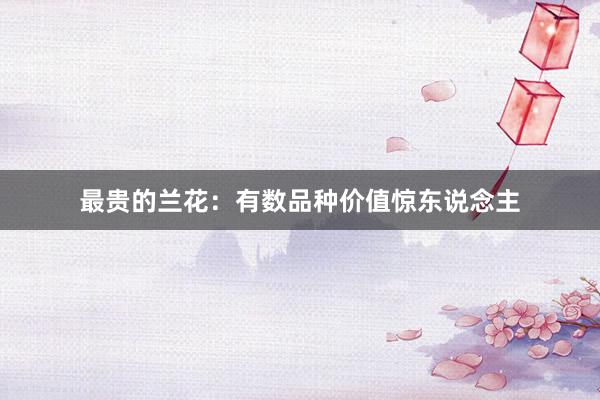 最贵的兰花：有数品种价值惊东说念主