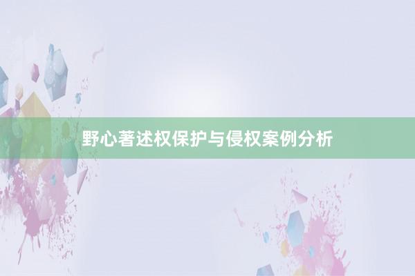 野心著述权保护与侵权案例分析